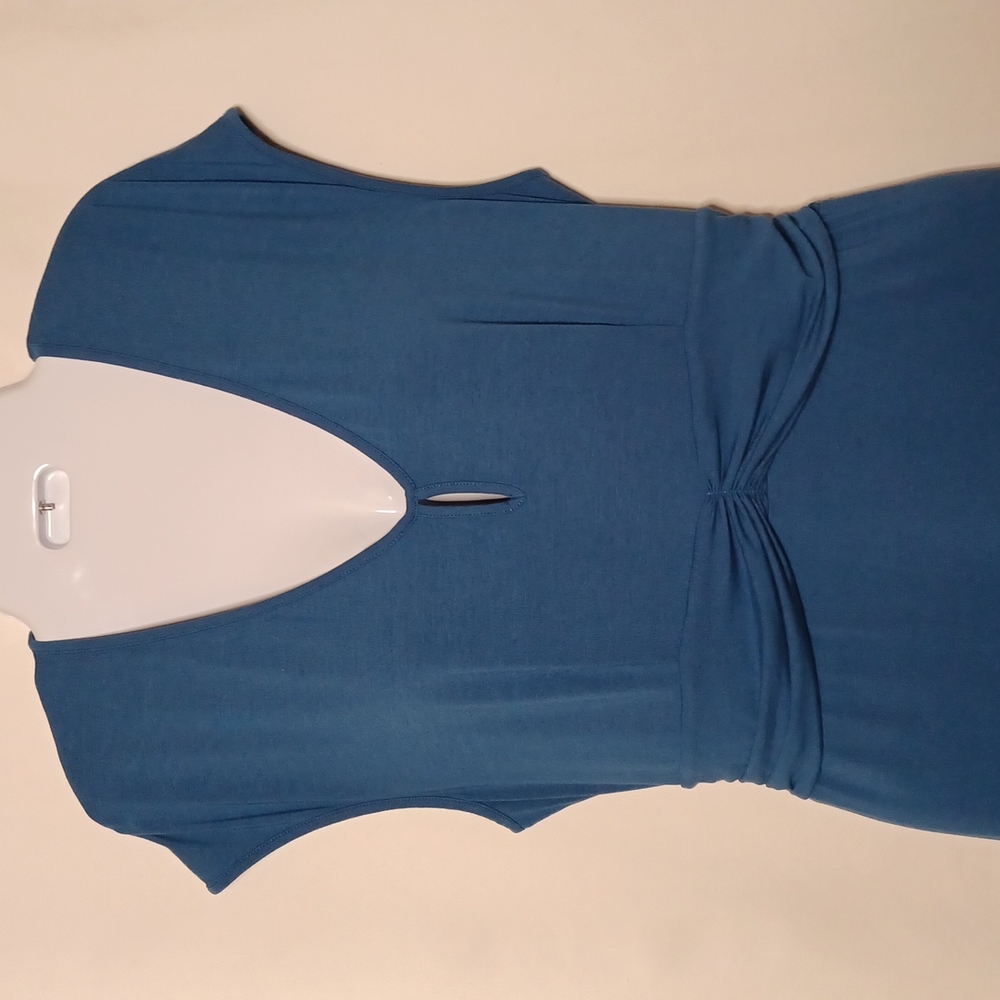 Tommy Bahama Teal Blue Midi Dress with V-Neck